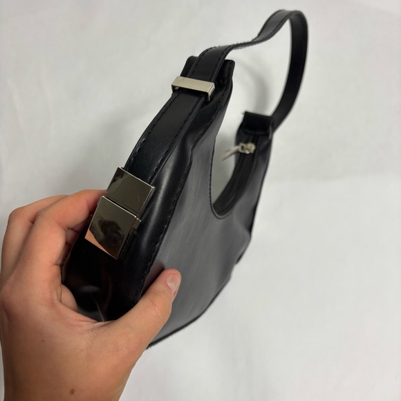 Black Leather Mini Shoulder Bag - Picture 2 of 6